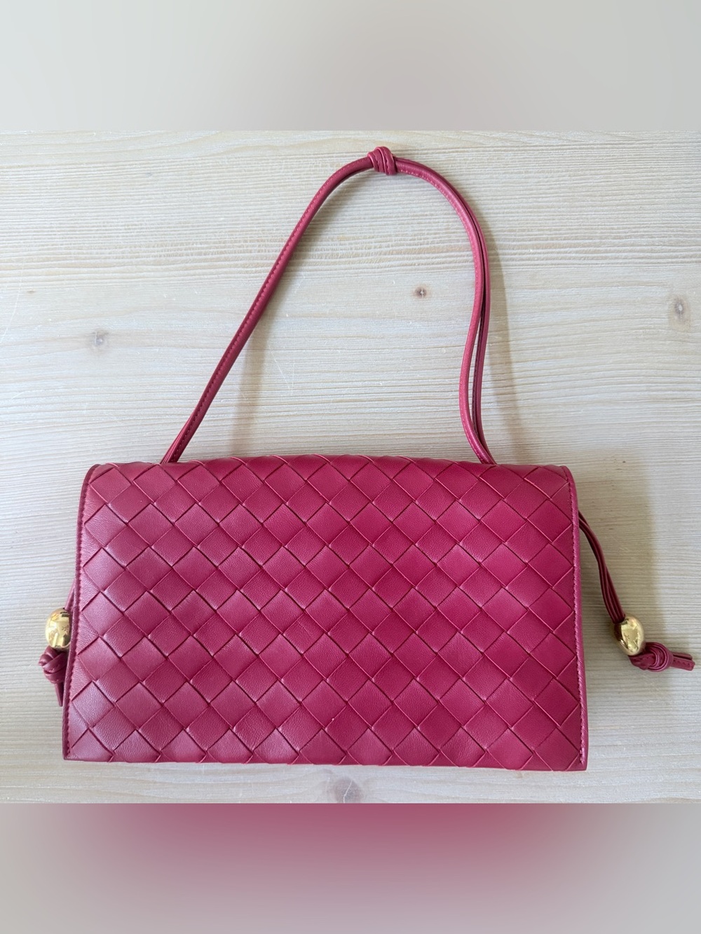 Bottega Veneta Intreciatto Trio Bag - Apple Candy Gold